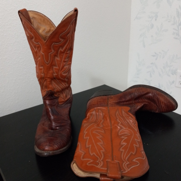 Justin 9.5D Mens Lizard Classic Western Boots Tan Style 8306 - Picture 4 of 15